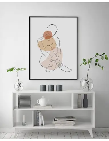 Plakat linie z sylwetką kobiety. Grafika wykonana w stylu Line Art. Plakat linie z sylwetką kobiety. Grafika wykonana w stylu Line Art.