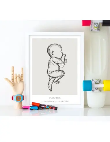 Metryczka dla dziecka linie, szkic. Nowoczesny wzór w nowoczesnym stylu. Plakat dla dziecka z imieniem i datą urodzenia. Metryczka dla dziecka linie, szkic. Nowoczesny wzór w nowoczesnym stylu. Plakat dla dziecka z imieniem i datą urodzenia.