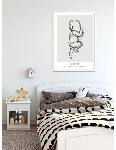 Metryczka dla dziecka linie, szkic. Nowoczesny wzór w nowoczesnym stylu. Plakat dla dziecka z imieniem i datą urodzenia. Metryczka dla dziecka linie, szkic. Nowoczesny wzór w nowoczesnym stylu. Plakat dla dziecka z imieniem i datą urodzenia.