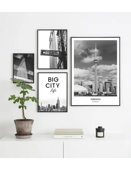 Plakat z miastem Toronto w Kanadzie, Grafika na ścianę obraz. czarno biała fotografia na ścianę
