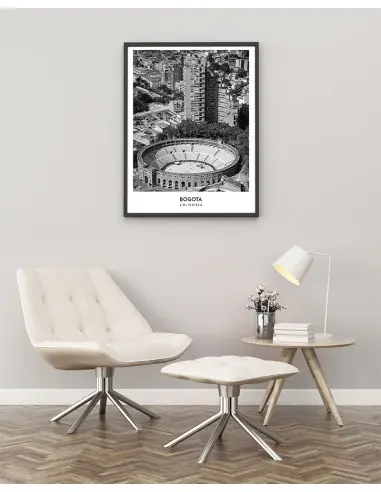 Plakat z miastem Bogota w Kolumbii, Grafika na ścianę obraz. czarno biała fotografia na ścianę Plakat z miastem Bogota w Kolumbii, Grafika na ścianę obraz. czarno biała fotografia na ścianę