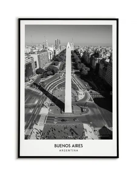 Plakat z miastem Buenos Aires w Argentynie, Grafika na ścianę obraz. czarno biała fotografia na ścianę