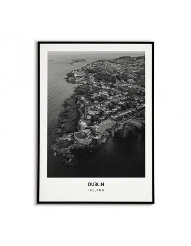 Plakat z miastem Dublin w Irlandii, Grafika na ścianę obraz. czarno biała fotografia na ścianę Plakat z miastem Dublin w Irlandii, Grafika na ścianę obraz. czarno biała fotografia na ścianę