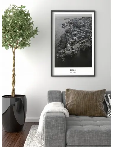 Plakat z miastem Dublin w Irlandii, Grafika na ścianę obraz. czarno biała fotografia na ścianę Plakat z miastem Dublin w Irlandii, Grafika na ścianę obraz. czarno biała fotografia na ścianę