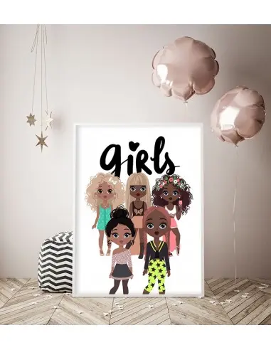 Plakat dla dziewczynki lalki. Plakat Barbie, Lol omg, Rainbow high. Grafika do ramki z napisem Girls. Plakat dla dziewczynki lalki. Plakat Barbie, Lol omg, Rainbow high. Grafika do ramki z napisem Girls.