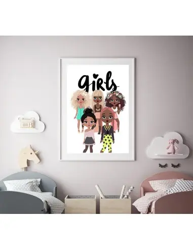 Plakat dla dziewczynki lalki. Plakat Barbie, Lol omg, Rainbow high. Grafika do ramki z napisem Girls. Plakat dla dziewczynki lalki. Plakat Barbie, Lol omg, Rainbow high. Grafika do ramki z napisem Girls.