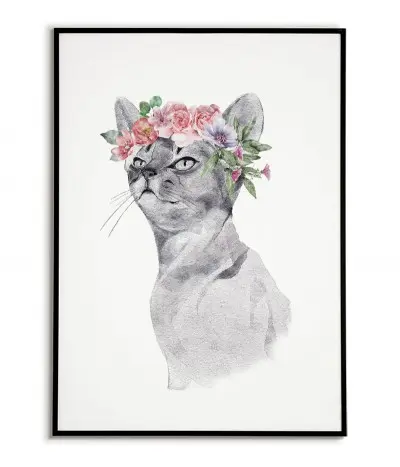 Plakat z kotem i wiankiem...