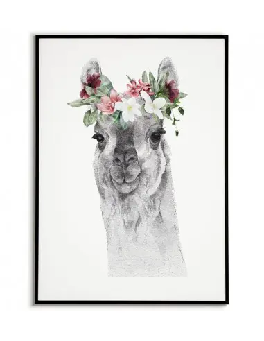 A poster with a Lama and a wreath of flowers on her head. Pastel poster with an animal made in a modern Scandinavian style. A poster with a Lama and a wreath of flowers on her head. Pastel poster with an animal made in a modern Scandinavian style.