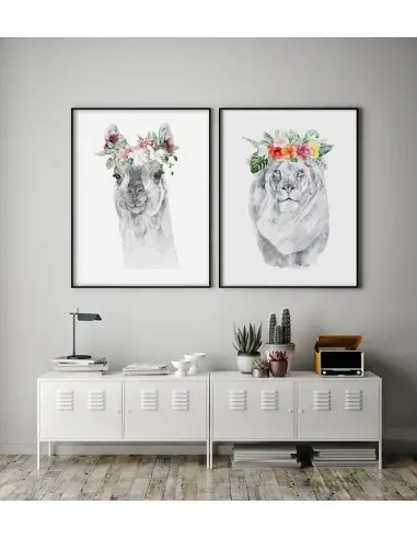A poster with a Lama and a wreath of flowers on her head. Pastel poster with an animal made in a modern Scandinavian style. A poster with a Lama and a wreath of flowers on her head. Pastel poster with an animal made in a modern Scandinavian style.