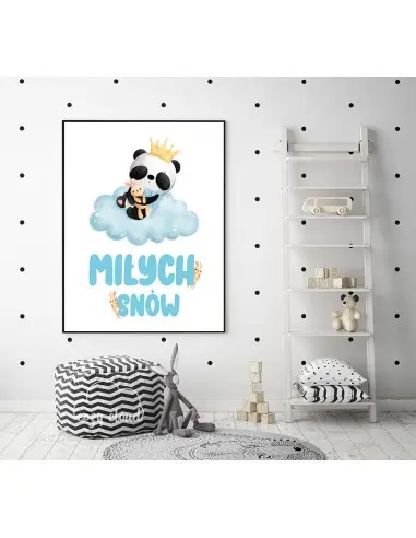 A poster for a boy with a panda and... A poster for a boy with a panda and...