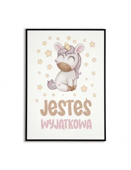 Set, a triptych of three posters for a child's room for a girl with a unicorn. Pink colors in the graphics