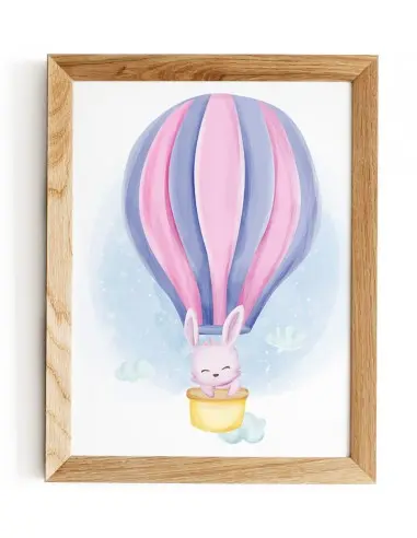 Plakat do pokoju dziecka. Grafika do ramki ze słodkim zajączkiem w balonie. pasuje do pokoju dziewczynki jak i dla chłopca. Plakat do pokoju dziecka. Grafika do ramki ze słodkim zajączkiem w balonie. pasuje do pokoju dziewczynki jak i dla chłopca.
