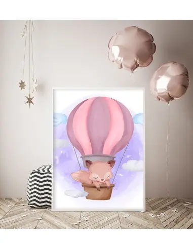 Poster for a child - Fox in a pink... Poster for a child - Fox in a pink...