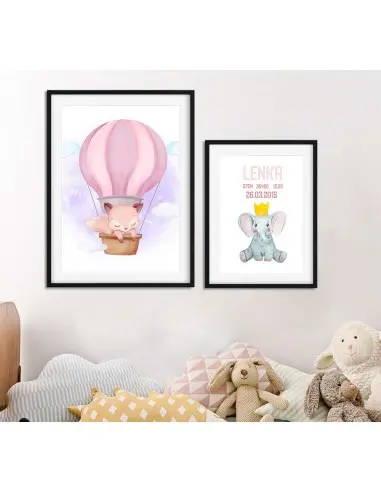 Poster for a child - Fox in a pink... Poster for a child - Fox in a pink...