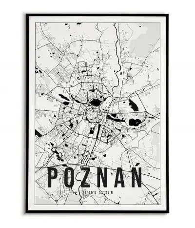 Plakat z mapą poznania. Nowoczesna grafika z mapą miasta Poznań.