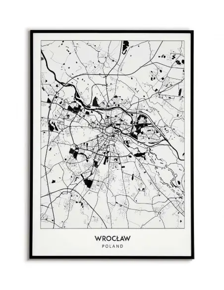 Plakat z mapą Wrocławia. Nowoczesna grafika z mapą miasta Wrocław.