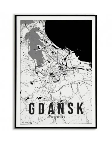 Poster with a city map - Gdańsk -...