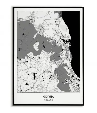 Plakat z mapą Gdynia. Nowoczesna grafika z mapą miasta Gdynia.