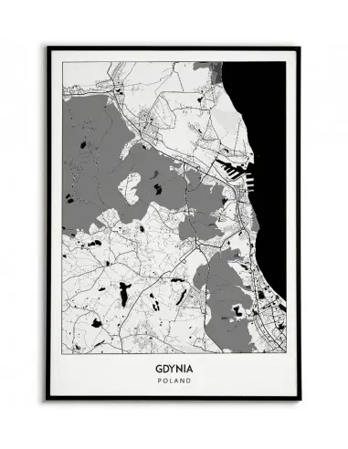 Plakat z mapą Gdynia. Nowoczesna grafika z mapą miasta Gdynia.