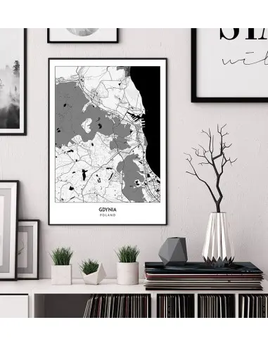 Plakat z mapą Gdynia. Nowoczesna grafika z mapą miasta Gdynia. Plakat z mapą Gdynia. Nowoczesna grafika z mapą miasta Gdynia.