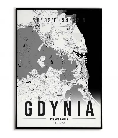 Plakat z mapą Gdynia. Nowoczesna grafika z mapą miasta Gdynia.
