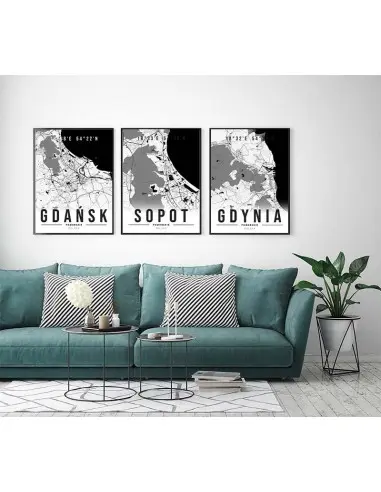 Poster with a city map - Gdynia -... Poster with a city map - Gdynia -...