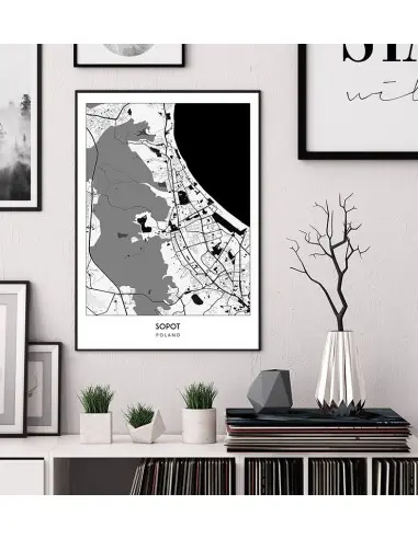 Poster with a city map - Sopot -... Poster with a city map - Sopot -...