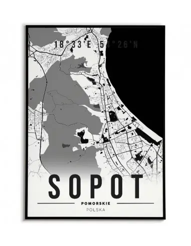 Poster with a city map - Sopot -...