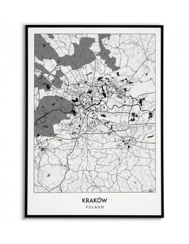 Poster with a city map - Krakow -... Poster with a city map - Krakow -...