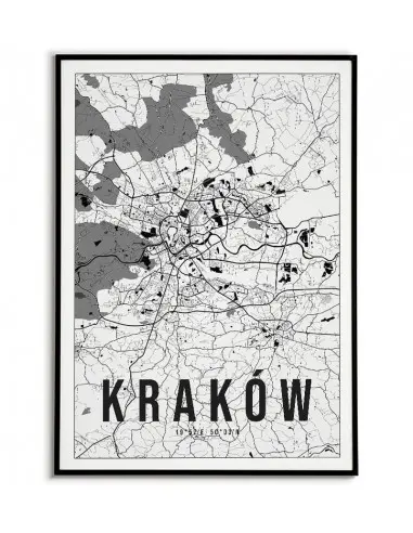 Plakat z mapą Kraków. Nowoczesna grafika z mapą miasta Kraków.
