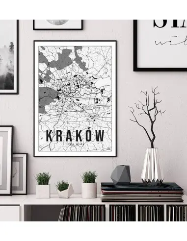 Poster with a city map - Krakow -... Poster with a city map - Krakow -...