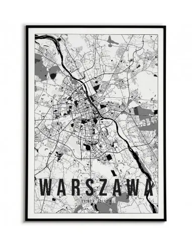 A poster with a city map - Warsaw -... A poster with a city map - Warsaw -...