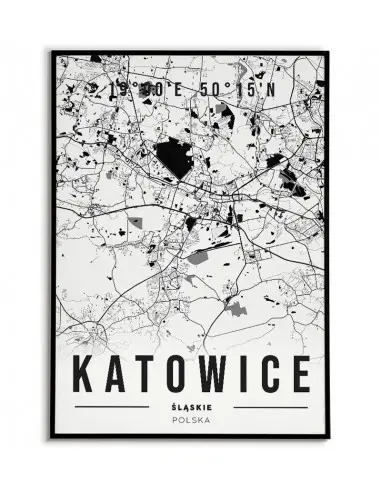 Plakat z mapą Kartowice. Nowoczesna grafika z mapą miasta Katowice.