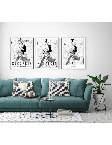 Plakat z mapą Szczecin. Nowoczesna grafika z mapą miasta Szczecin. Plakat z mapą Szczecin. Nowoczesna grafika z mapą miasta Szczecin.