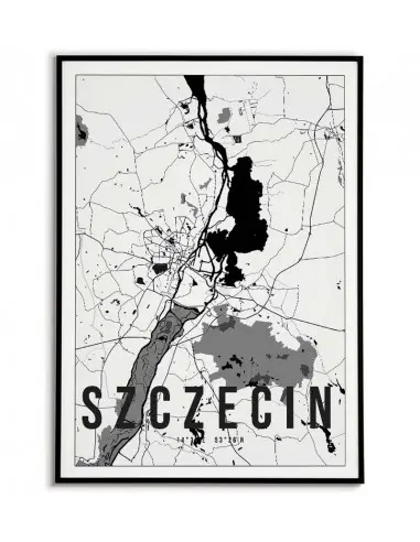 Plakat z mapą Szczecin. Nowoczesna grafika z mapą miasta Szczecin.