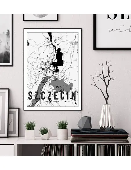 Plakat z mapą Szczecin. Nowoczesna grafika z mapą miasta Szczecin.