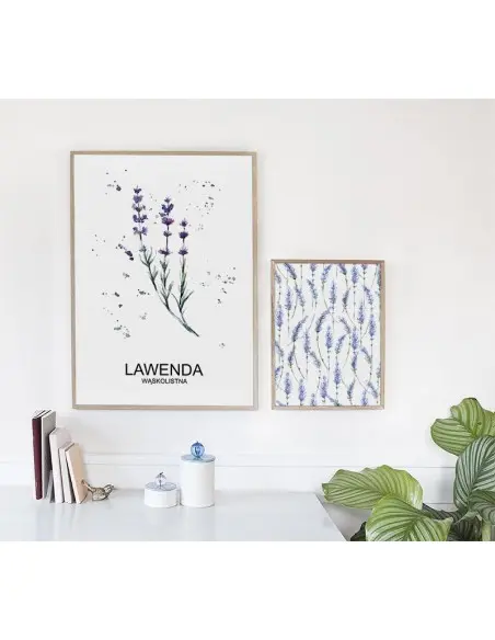 Kitchen herbs poster with lavender and lettering.