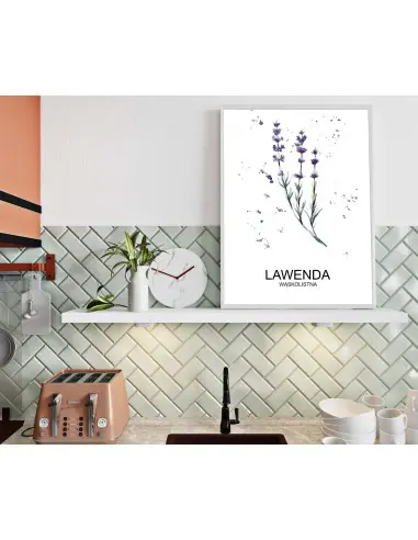 Kitchen herbs poster with lavender and lettering. Kitchen herbs poster with lavender and lettering.