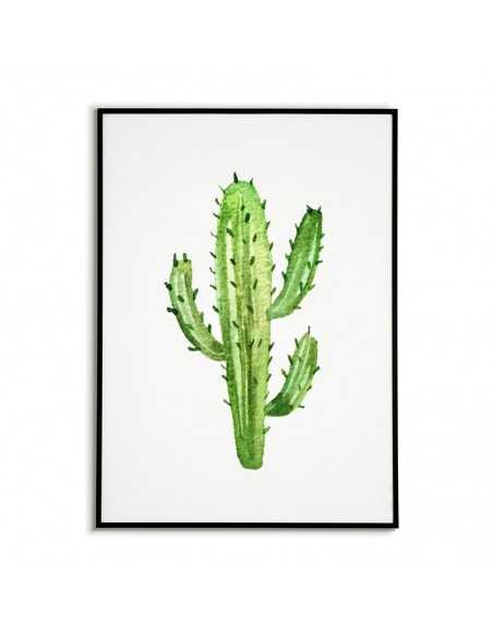 Cactus poster. Artwork on the wall with a cactus in green on a white background.