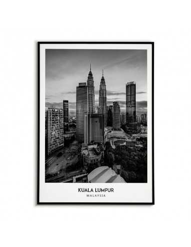 Poster with the city of Kuala Lumpur in Malaysia, Artwork for wall painting. black and white photo on the wall Poster with the city of Kuala Lumpur in Malaysia, Artwork for wall painting. black and white photo on the wall