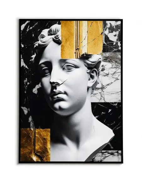 Nowoczesny plakat do ramki z Greckim posągiem z elementami złota.