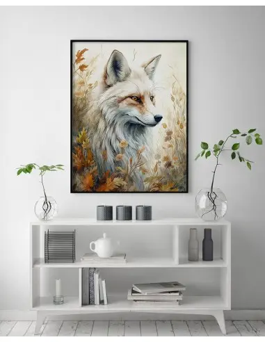 Poster for a frame - White fox hidden...