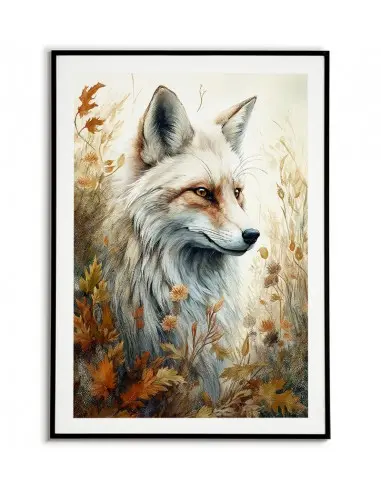 Poster for a frame - White fox hidden... Poster for a frame - White fox hidden...