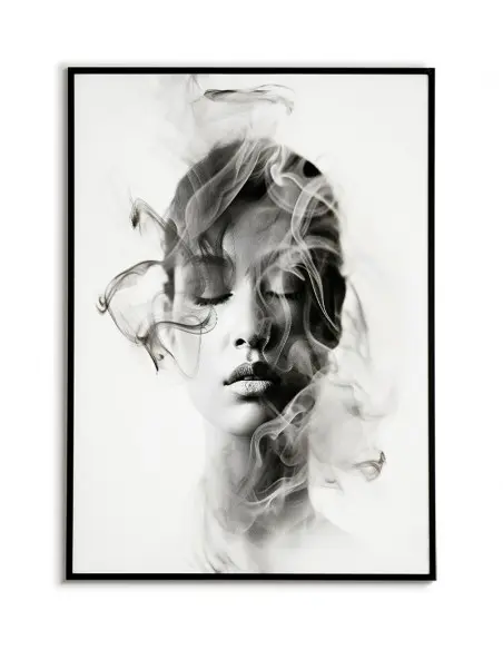 Plakat do ramki - Kobieca Twarz w dymie. Nowoczesny plakat na ścianę