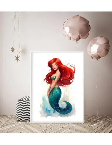 Watercolor Little Mermaid Print –... Watercolor Little Mermaid Print –...
