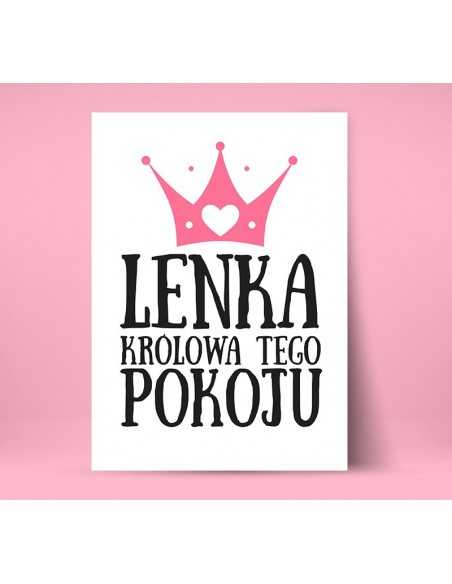Spersonalizowany plakat dla dziecka, królowa tego pokoju dla dziewczynki
