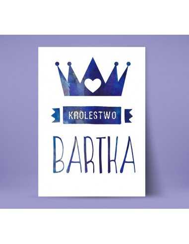 Plakat do pokoju dziecka "Królestwo imię" z koroną w dwóch wersjach kolorystycznych. Plakat do pokoju dziecka "Królestwo imię" z koroną w dwóch wersjach kolorystycznych.