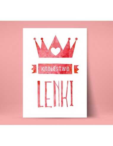 Plakat do pokoju dziecka "Królestwo imię" z koroną w dwóch wersjach kolorystycznych. Plakat do pokoju dziecka "Królestwo imię" z koroną w dwóch wersjach kolorystycznych.