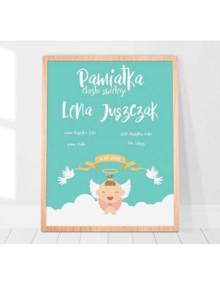 Plakat pamiątka chrztu świętego dla dziewczynki idealny na prezent