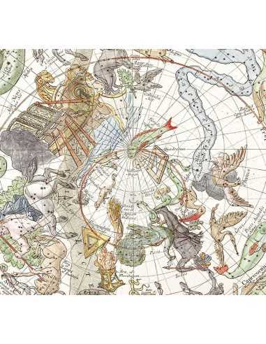 Old map of sky stars with zodiac signs - beautiful poster